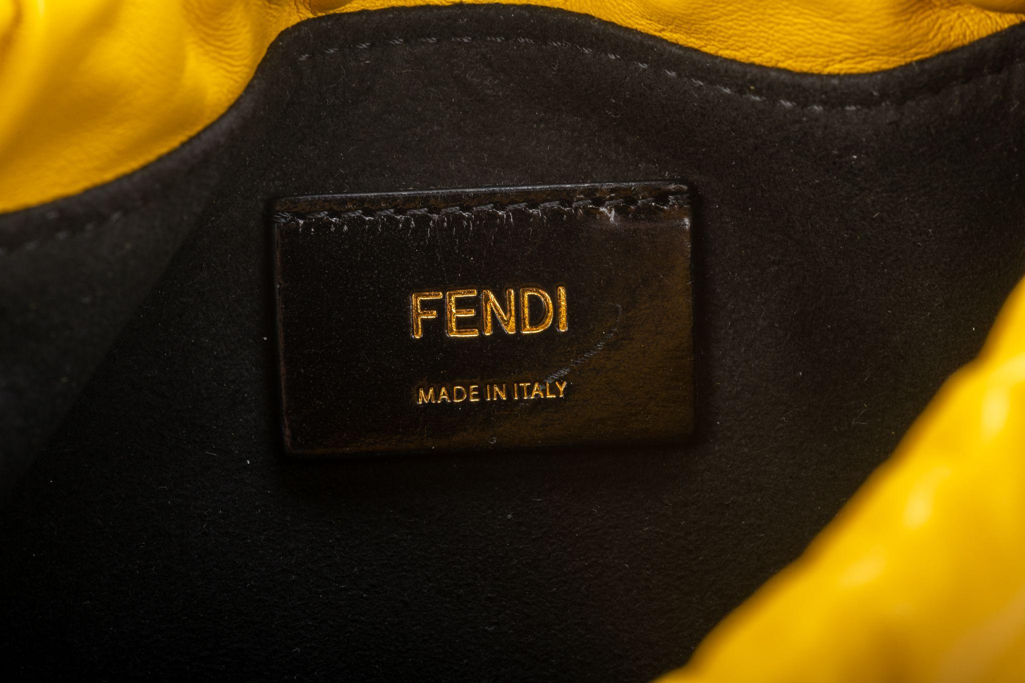 Fendi New Yellow Lambskin SM Crossbody For Sale 2