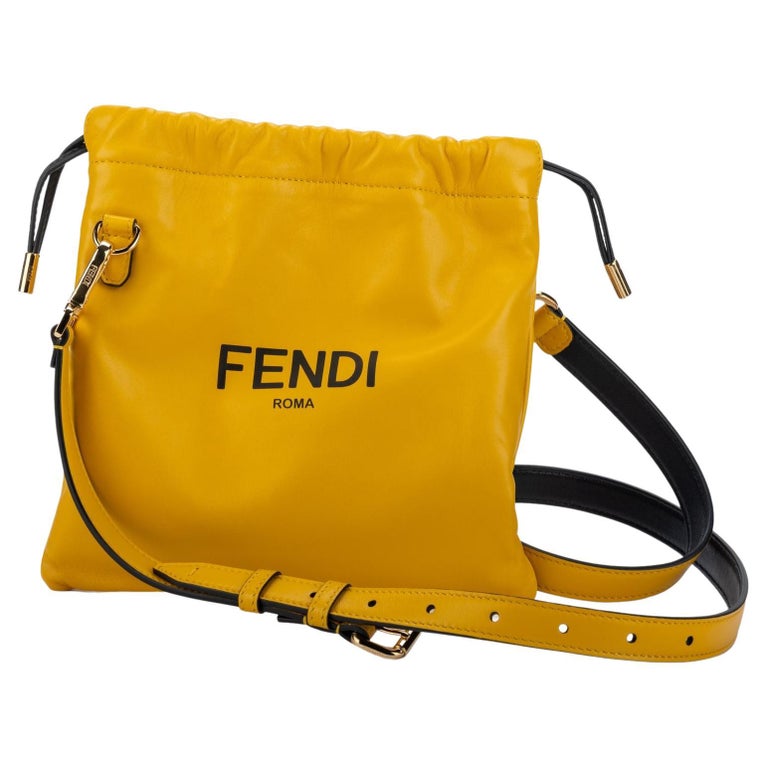 Fendi New Yellow Lambskin SM Crossbody For Sale at 1stDibs