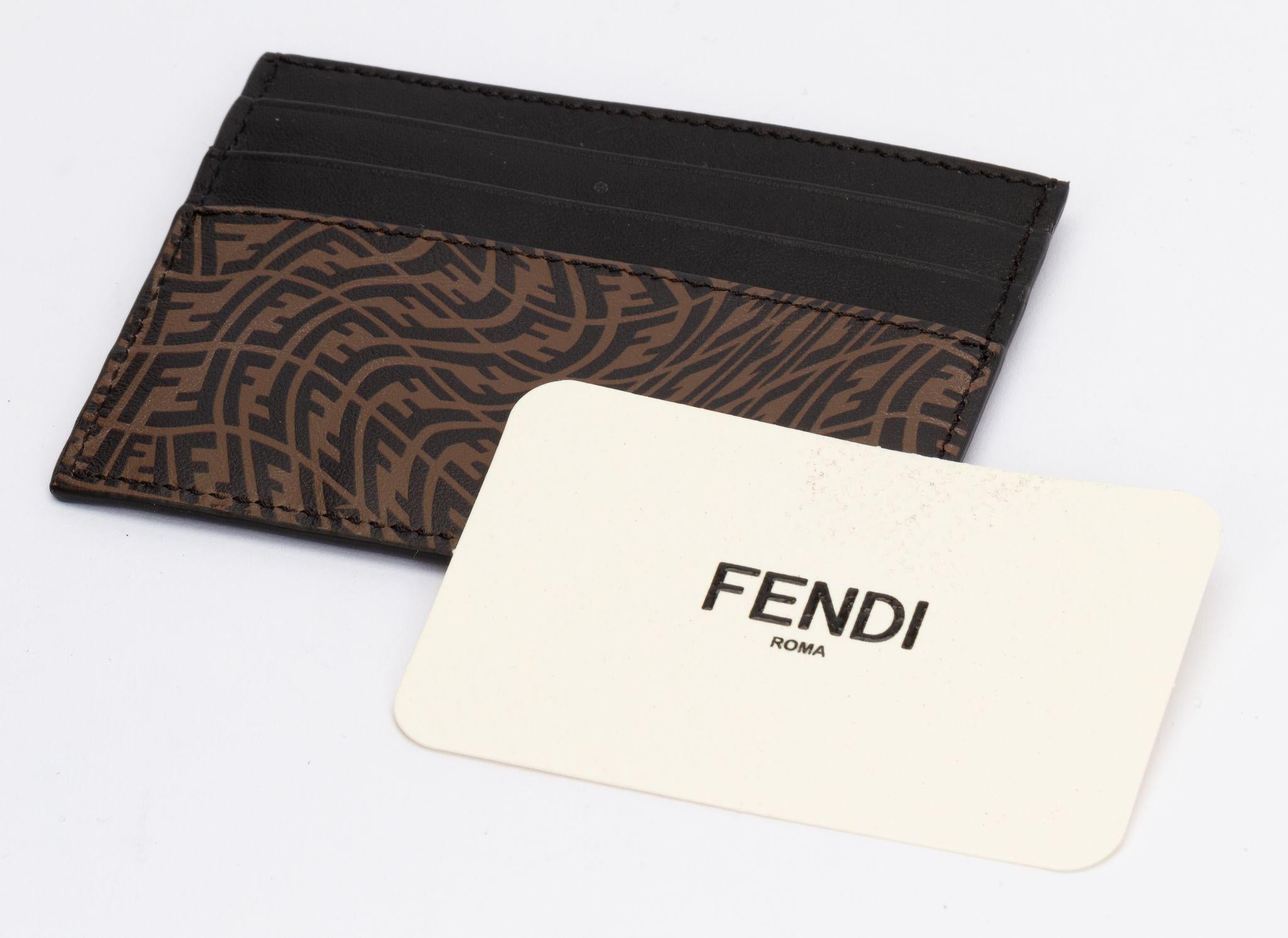 Fendi NIB Black Brown Vertigo Card Case For Sale 1