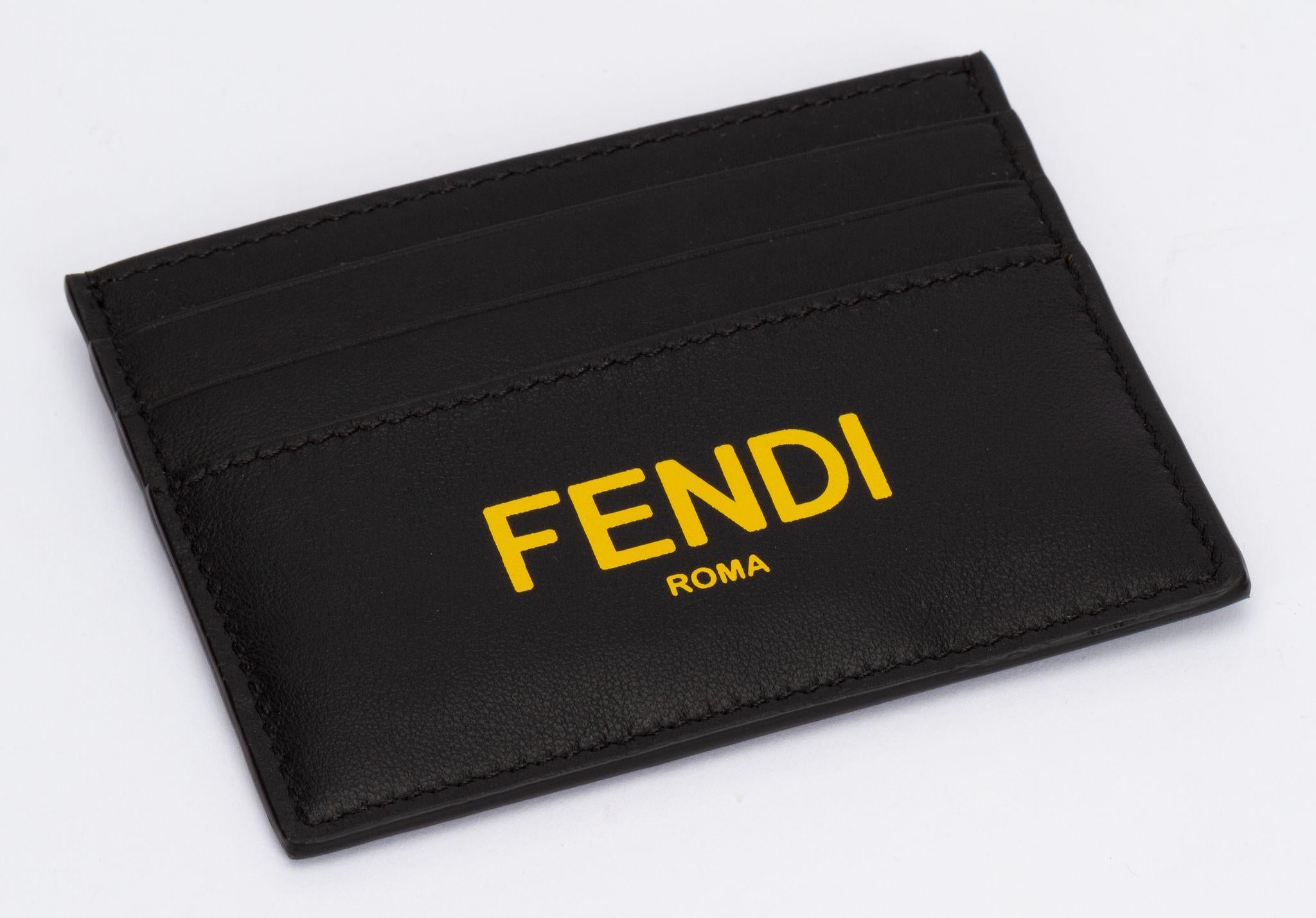 Fendi NIB Black Credit Card Case In New Condition For Sale In West Hollywood, CA