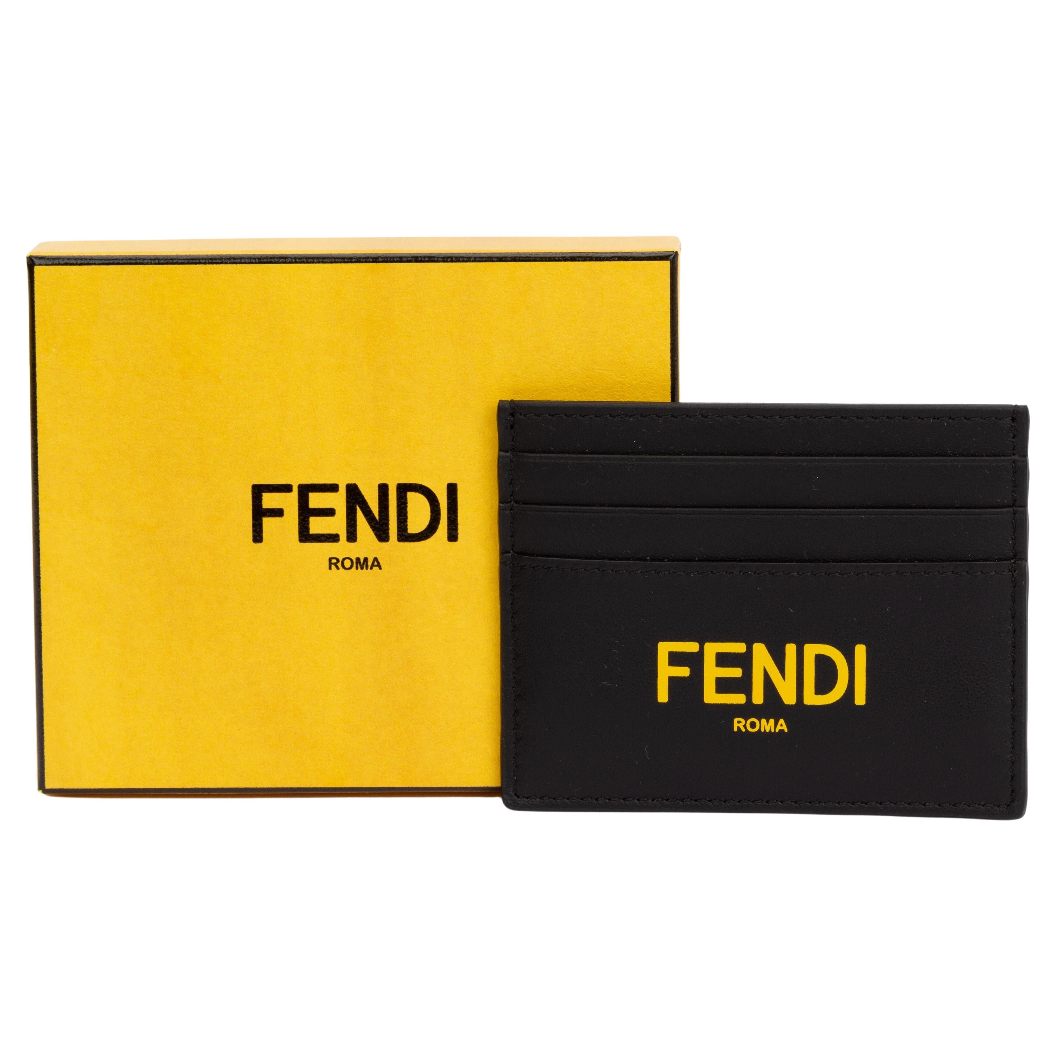 Fendi NIB Black Credit Card Case For Sale