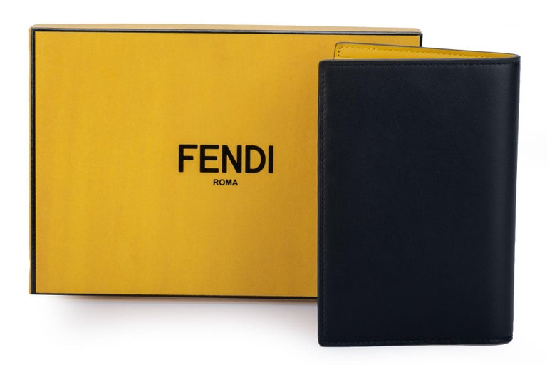 Fendi NIB Black and Yellow Passport Cover For Sale at 1stDibs
