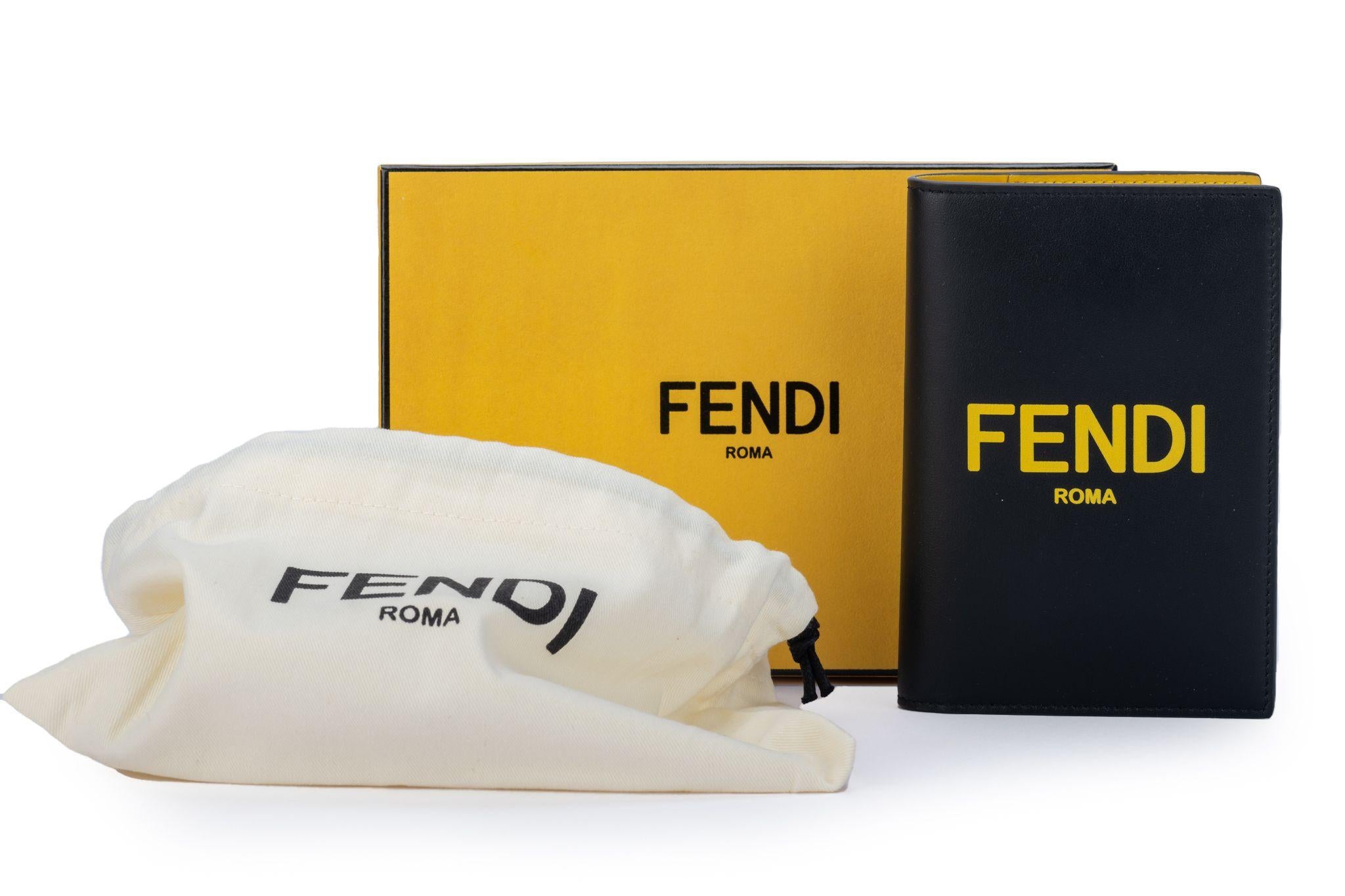 Fendi NIB Black & Yellow Passport Cover For Sale 1