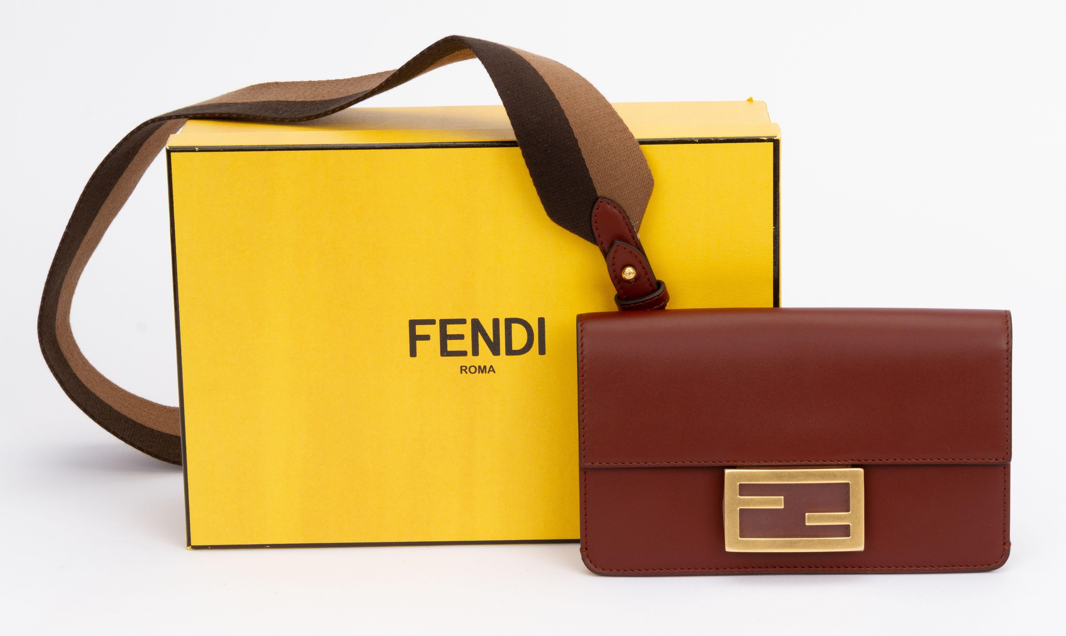 Fendi NIB Brushed Calf Flat Baguette In New Condition For Sale In West Hollywood, CA