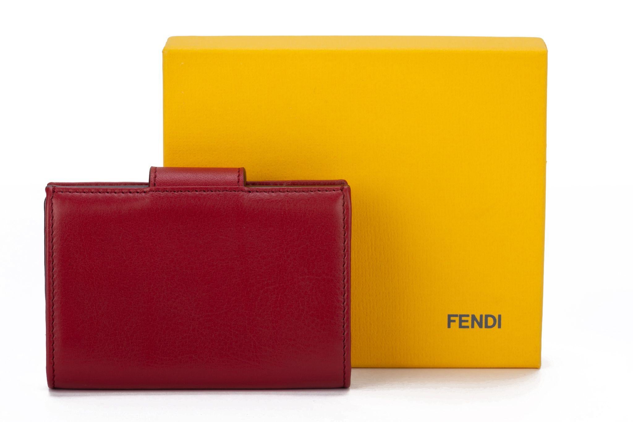 Orange Fendi NIB Burgundy Veal Wallet For Sale