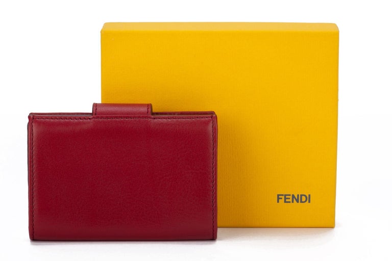 FENDI: credit card holder in leather with FF print - Tobacco