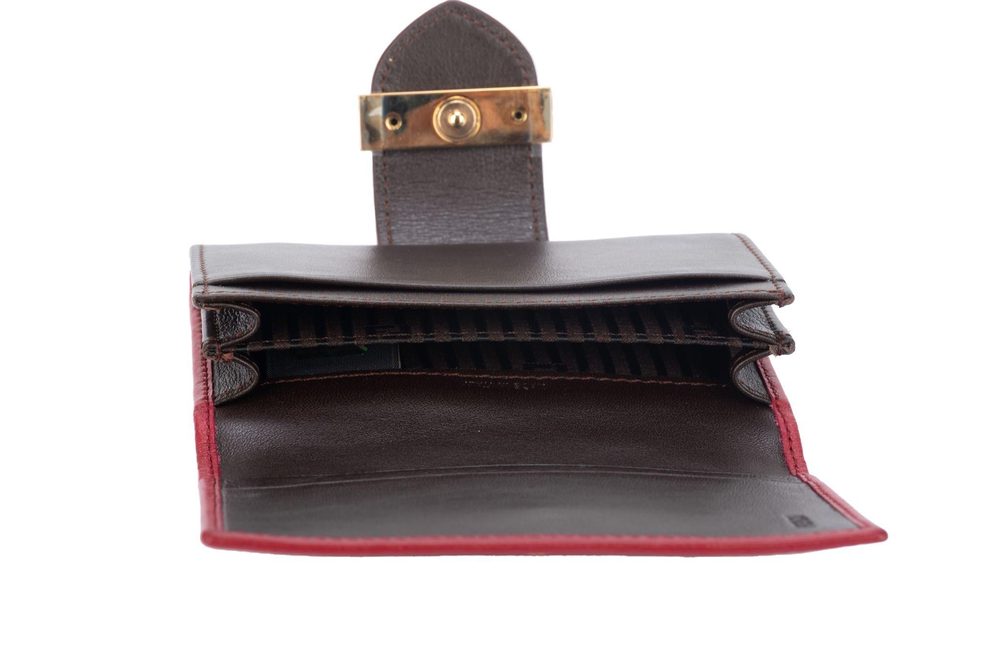 Fendi NIB Burgundy Veal Wallet In New Condition For Sale In West Hollywood, CA