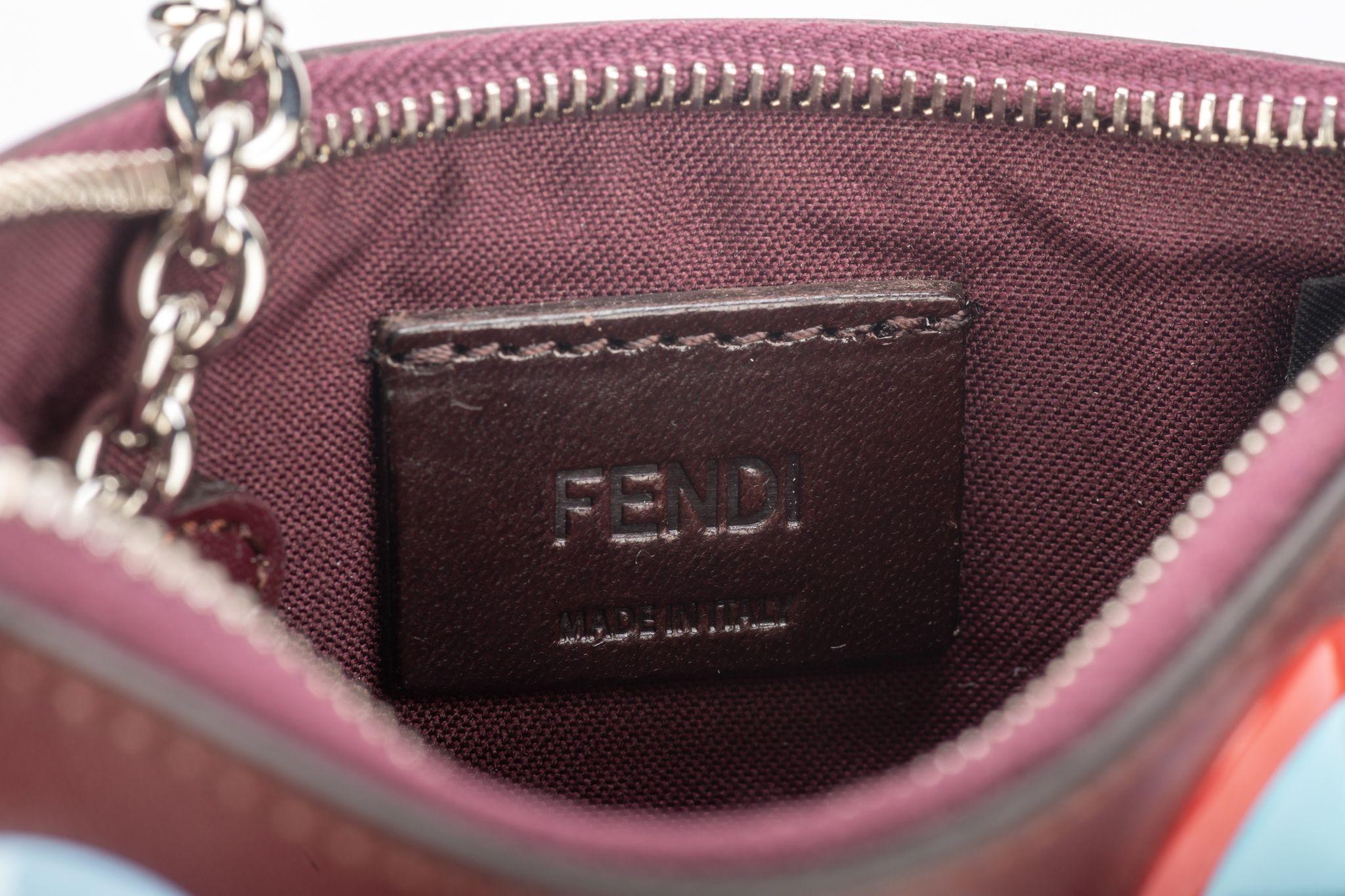 Fendi NIB Burgundy Zipped Wallet W/Studs For Sale 1