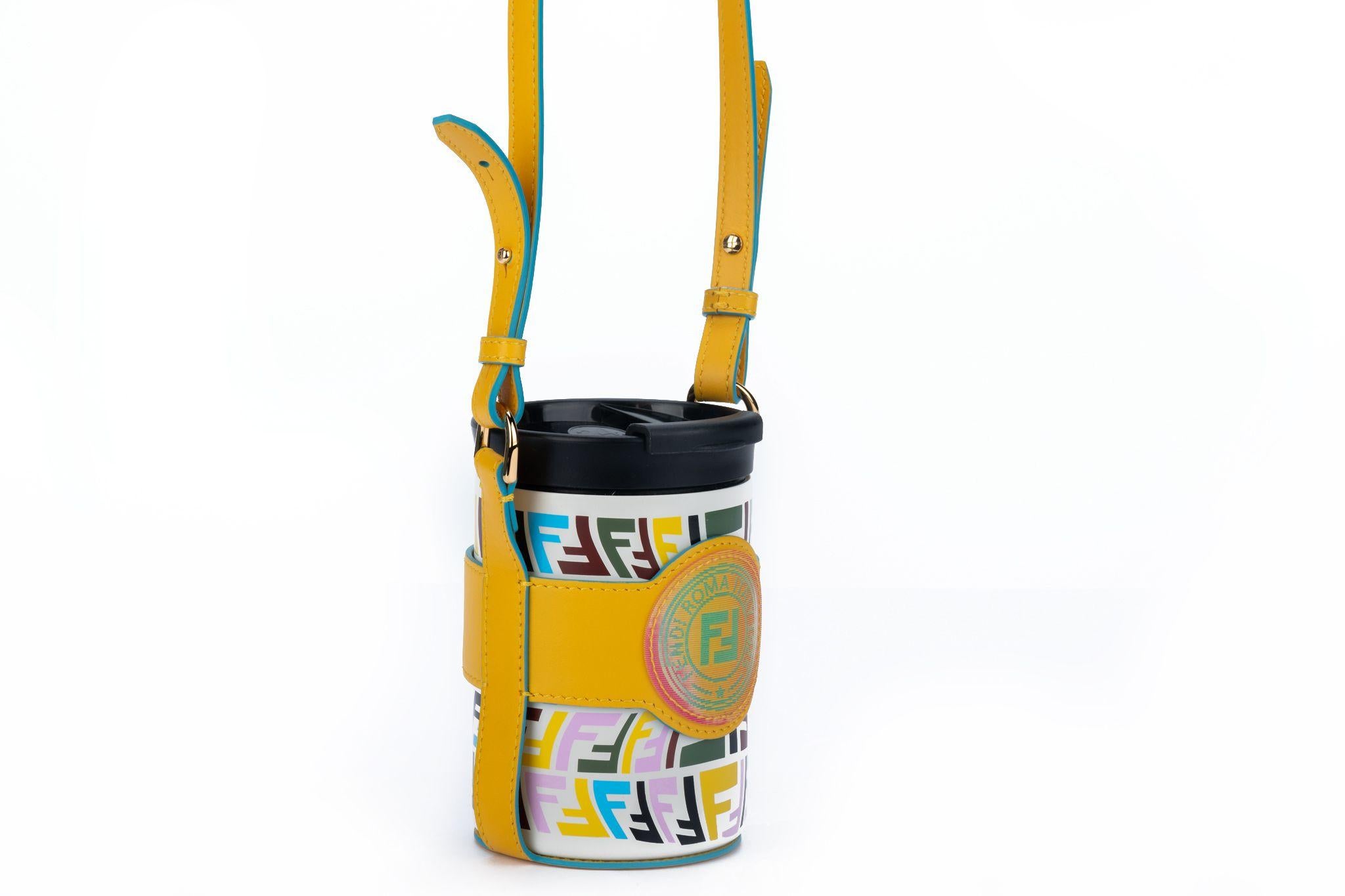 Orange Fendi NIB Coffe Mug W/Crossbody Strap