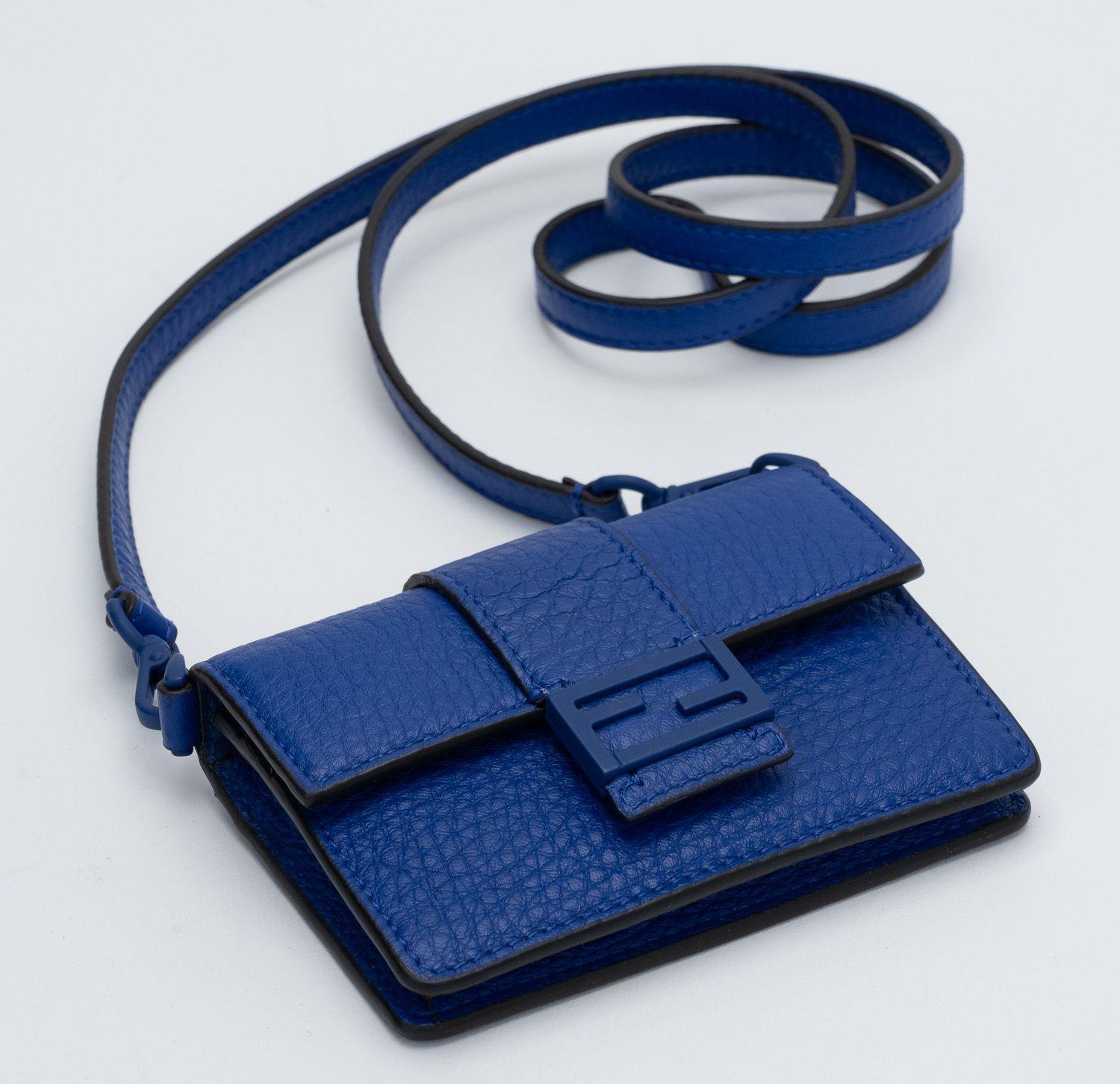 Brown Fendi NIB Electric Blue Micro Baguette For Sale