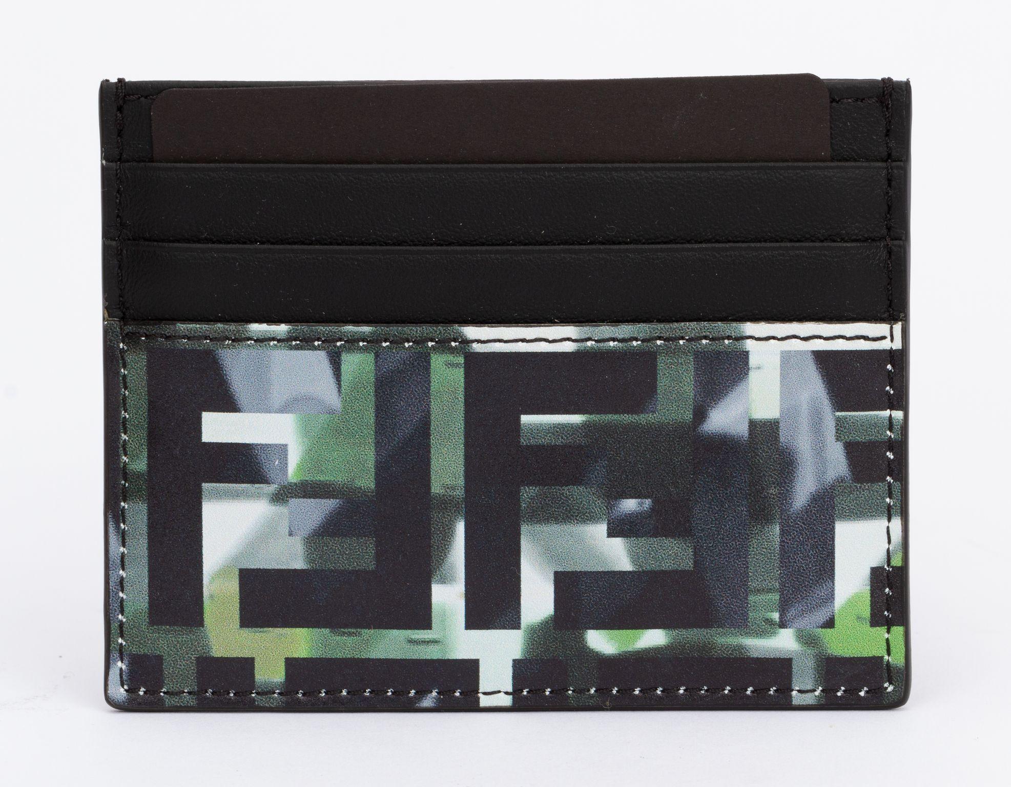 Fendi new black and green multi logo credit card holder. Unisex Includes tag, booklet, original box and dust cover
