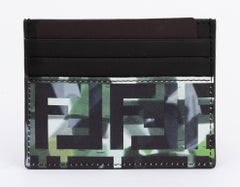 Fendi NIB Green Black Logo Card Holder