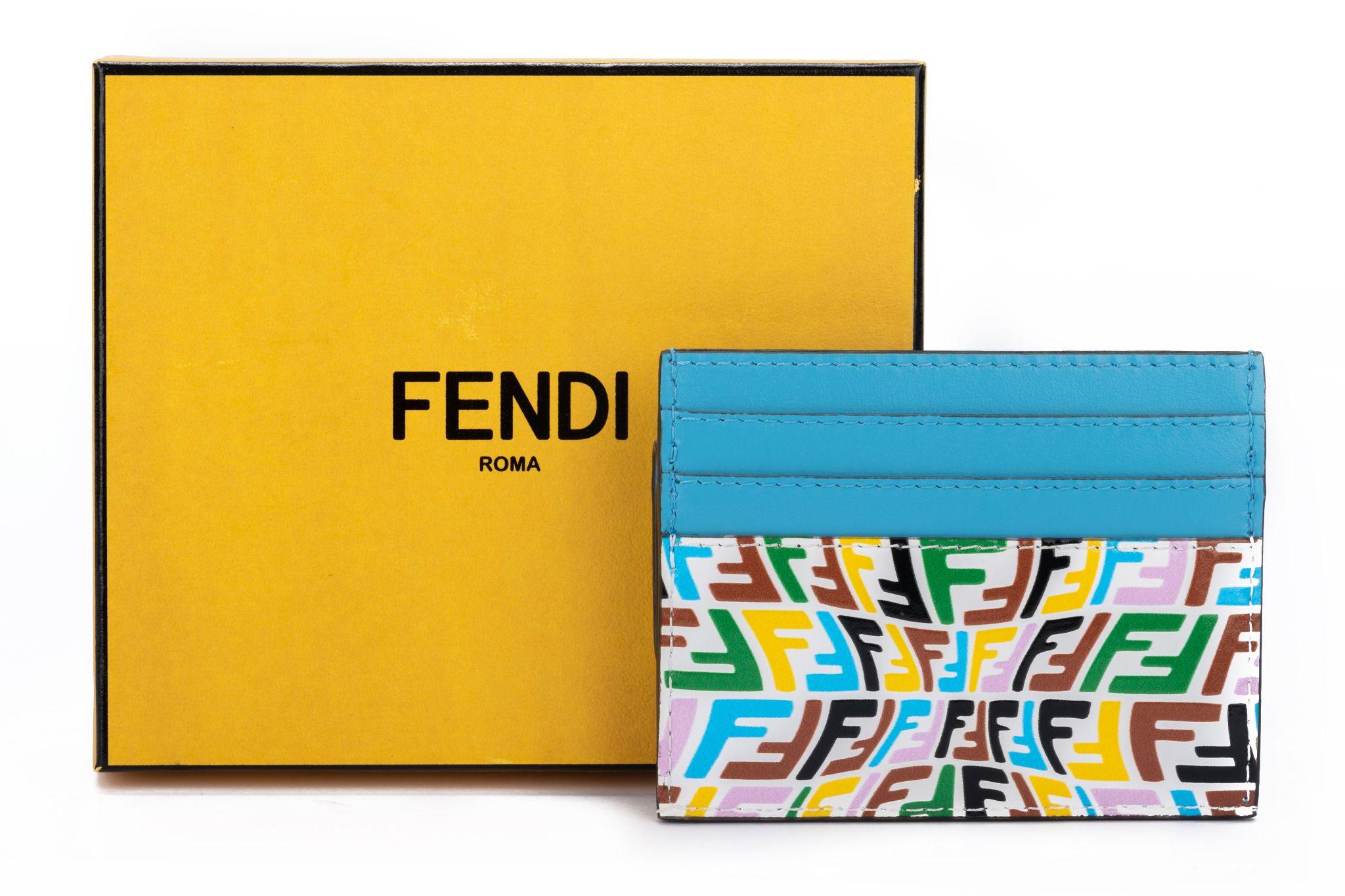 Orange Fendi NIB Multicolor & Turquoise Wallet For Sale