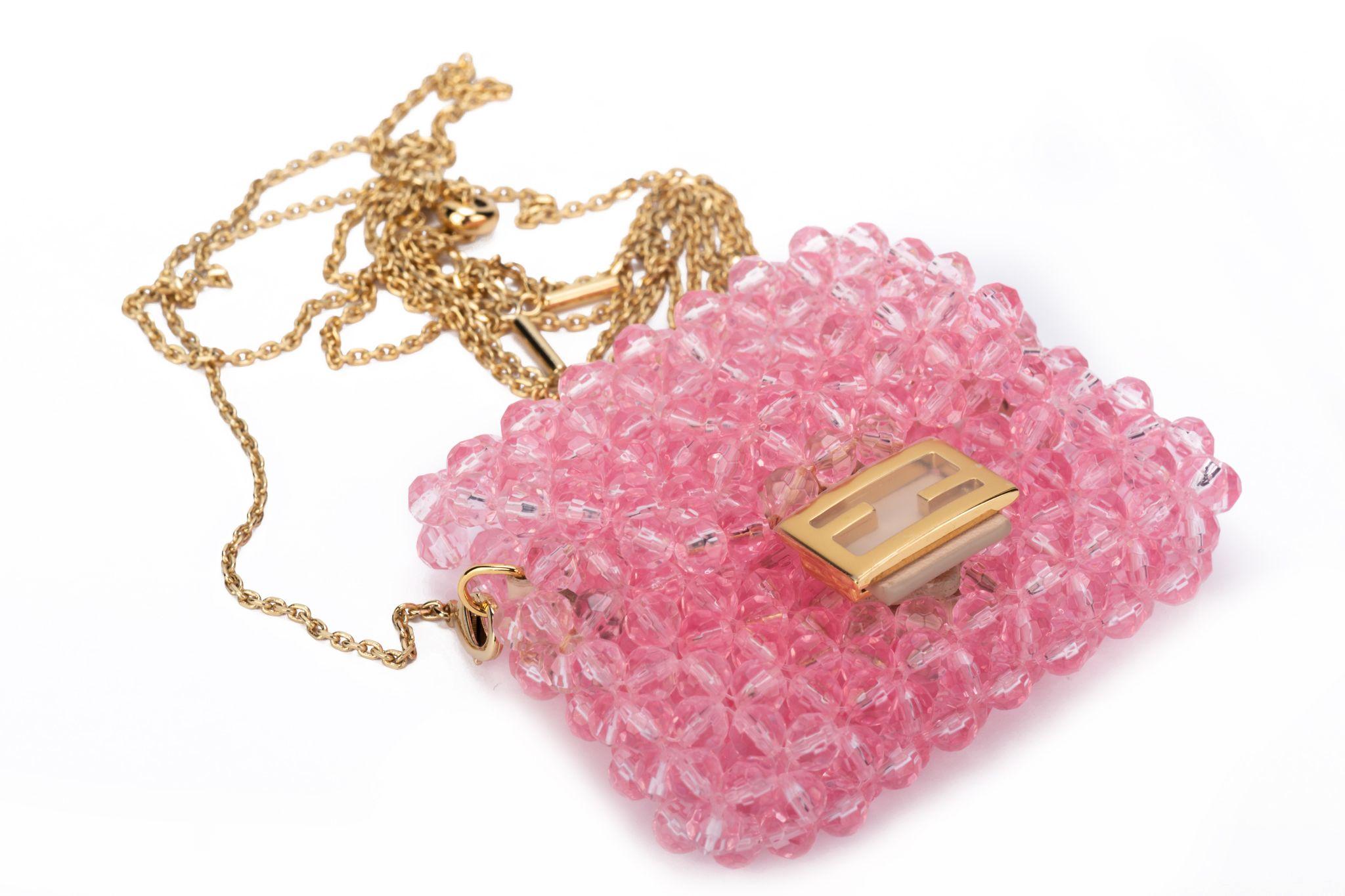Arancia Fendi NIB perline rosa Pico Baguette in vendita