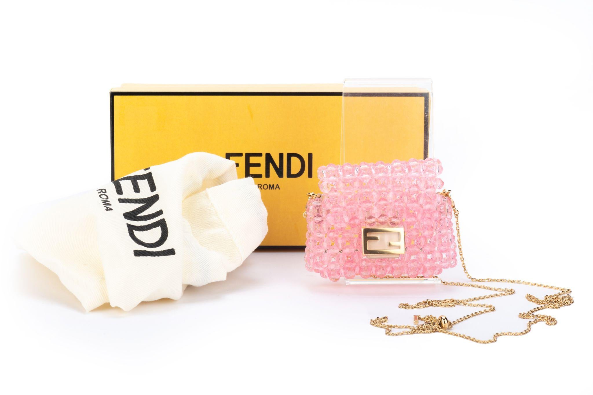 Women's Fendi NIB Pink Beads Pico Baguette For Sale