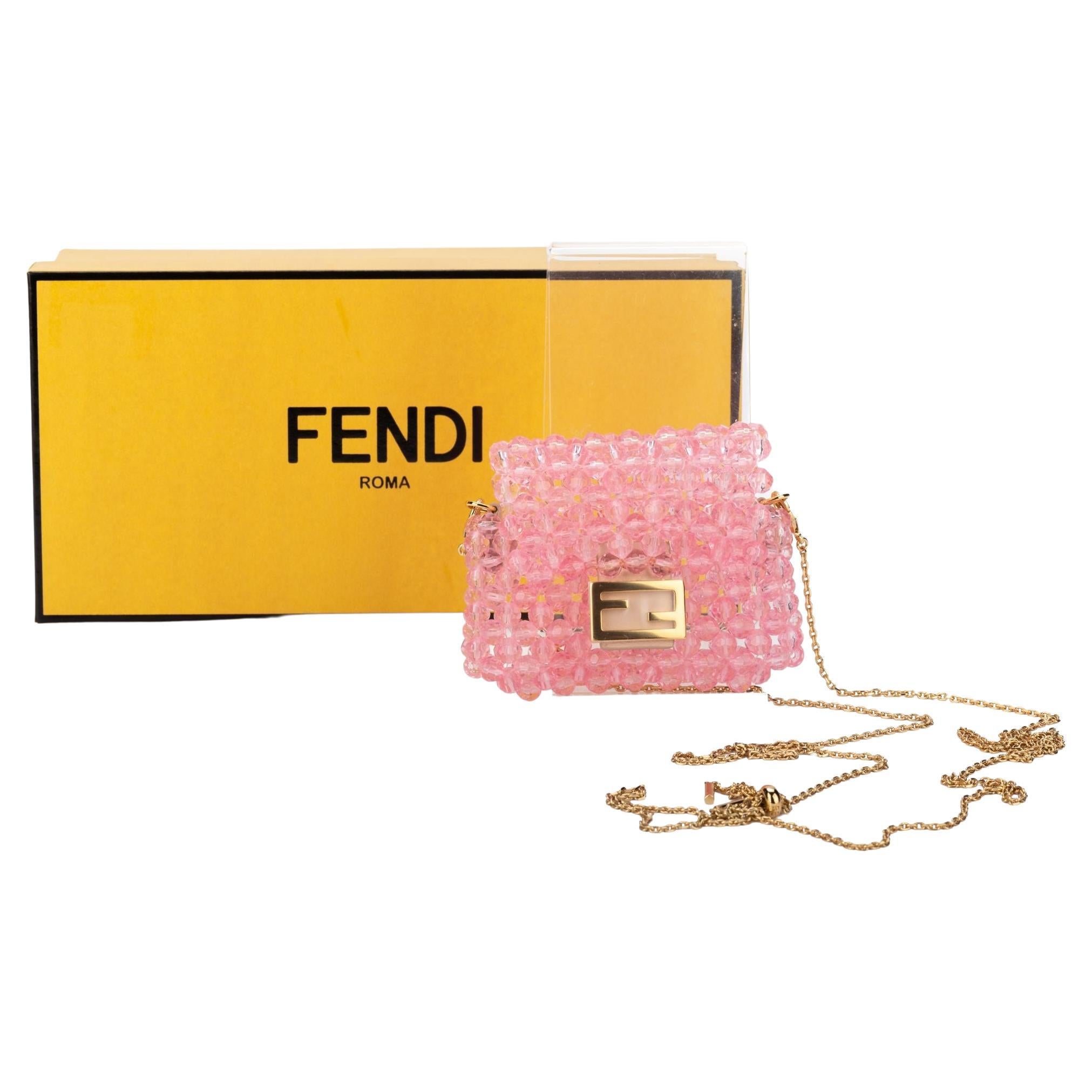 Fendi NIB Pink Beads Pico Baguette For Sale at 1stDibs