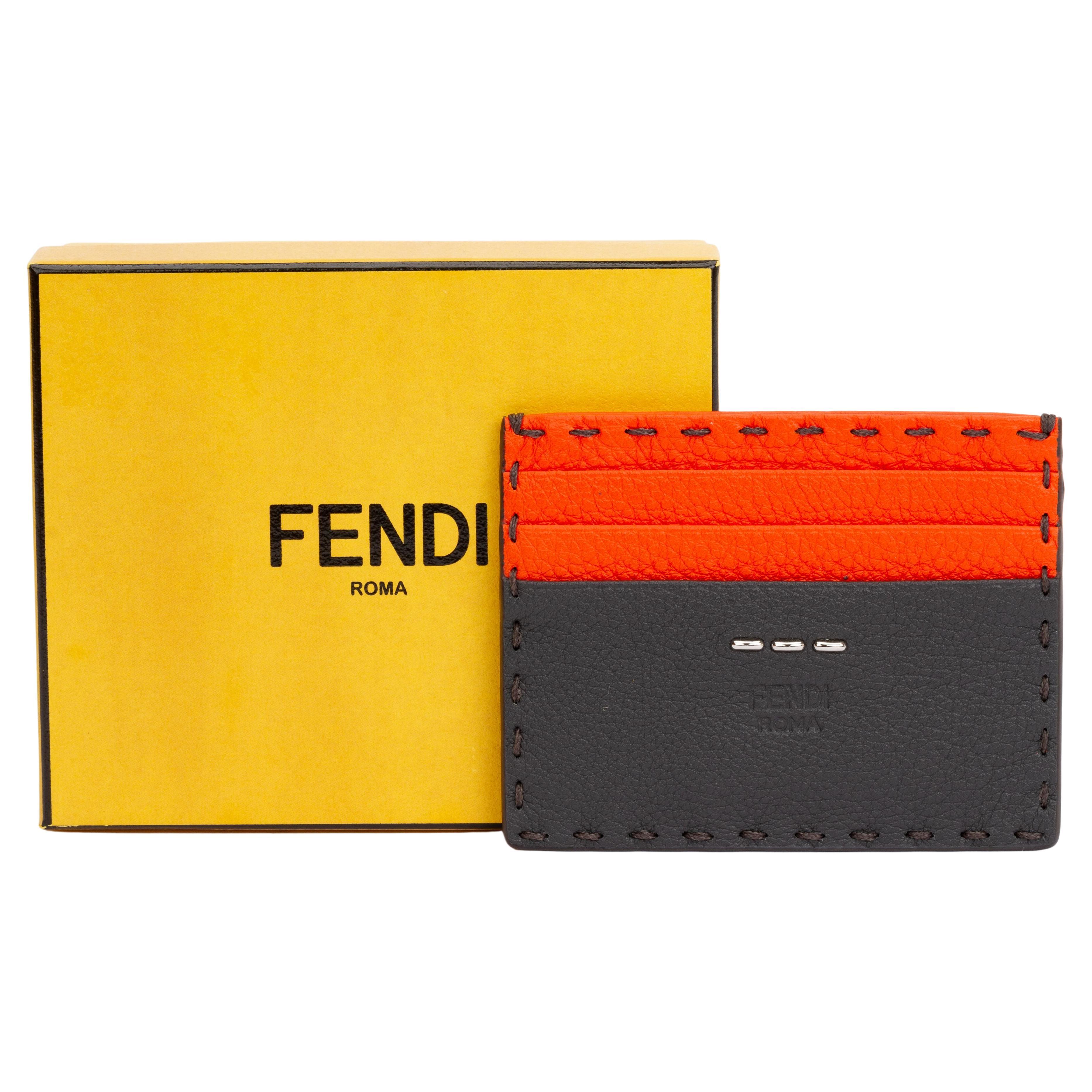Fendi NIB Selleria 2 Tone Card Case For Sale