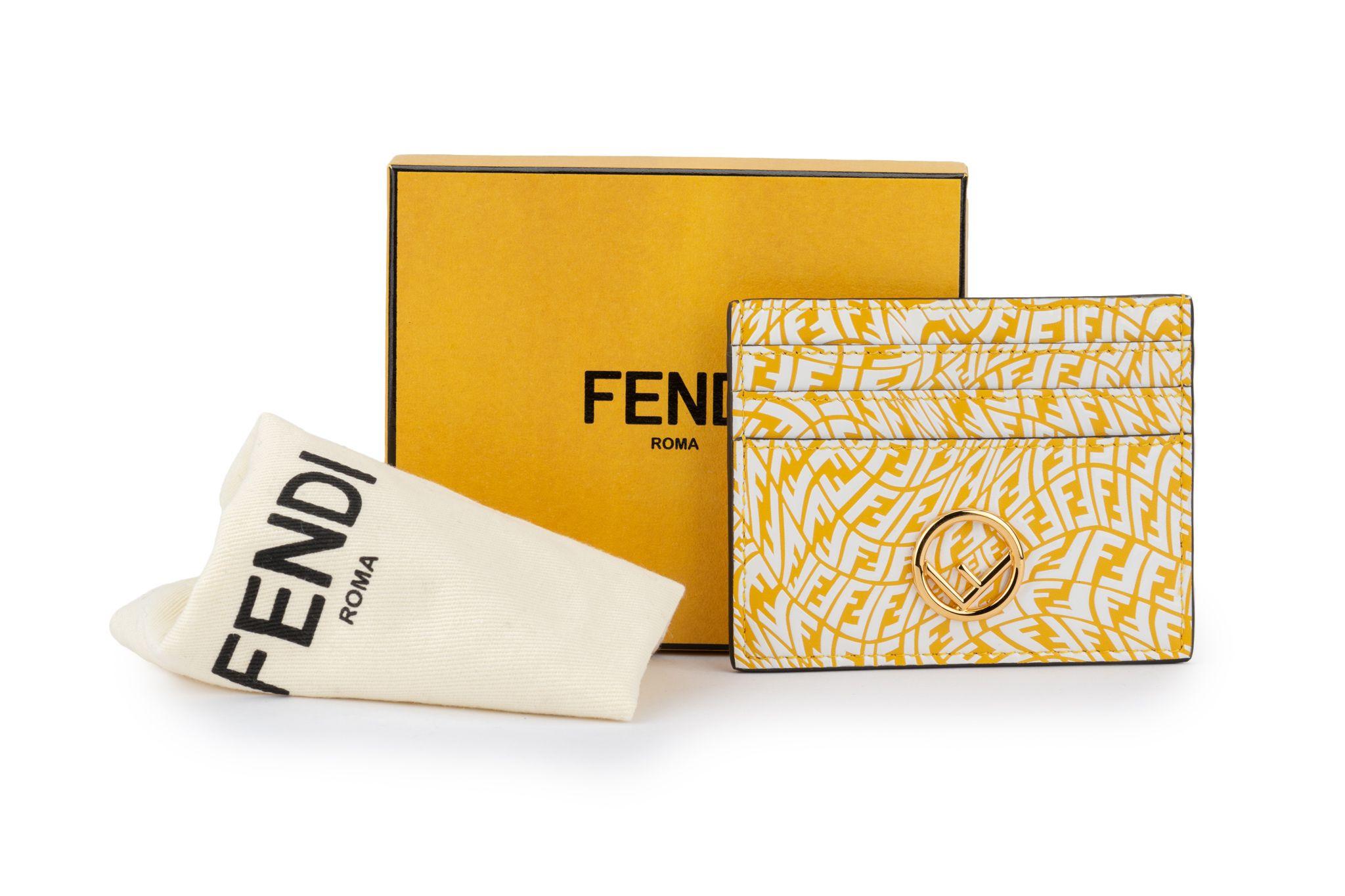 Orange Fendi NIB Jaune Blanc Vertigo Porte-cartes en vente
