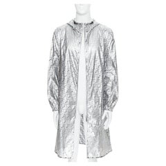 FENDI Nicki Minaj Prints On metallic silver FF Zucca monogram anorak coat L