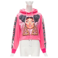 FENDI Nicki Minaj Prints On pink silver foil print cropped hoodie S