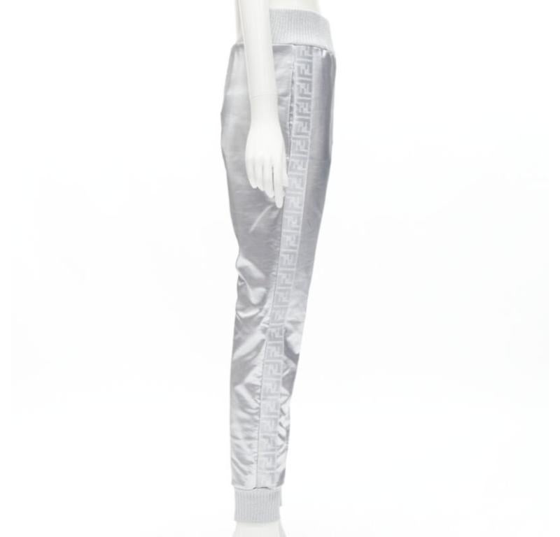 FENDI NICKI MINAJ Prints On rare metallic silver FF Zucca track pants IT44 L In Excellent Condition In Hong Kong, NT