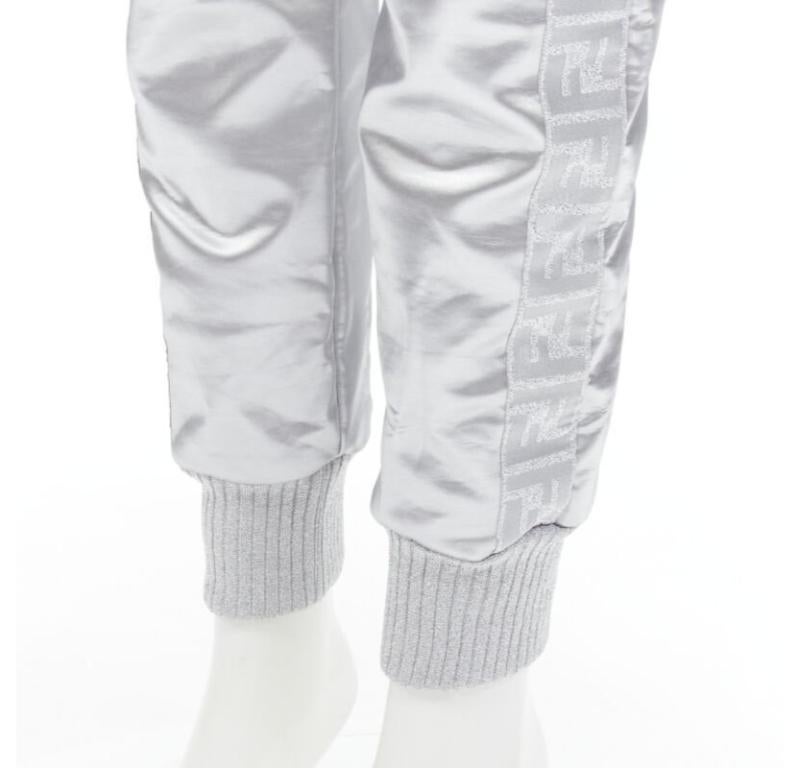 FENDI NICKI MINAJ Prints On rare metallic silver FF Zucca track pants IT44 L 2