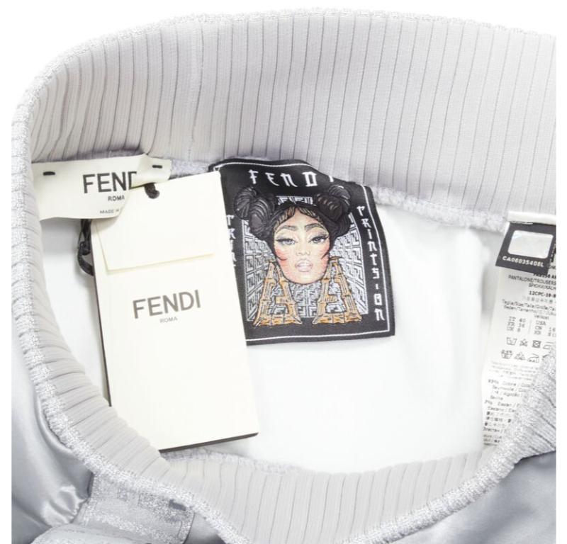 FENDI NICKI MINAJ Prints On rare metallic silver FF Zucca track pants IT44 L 3