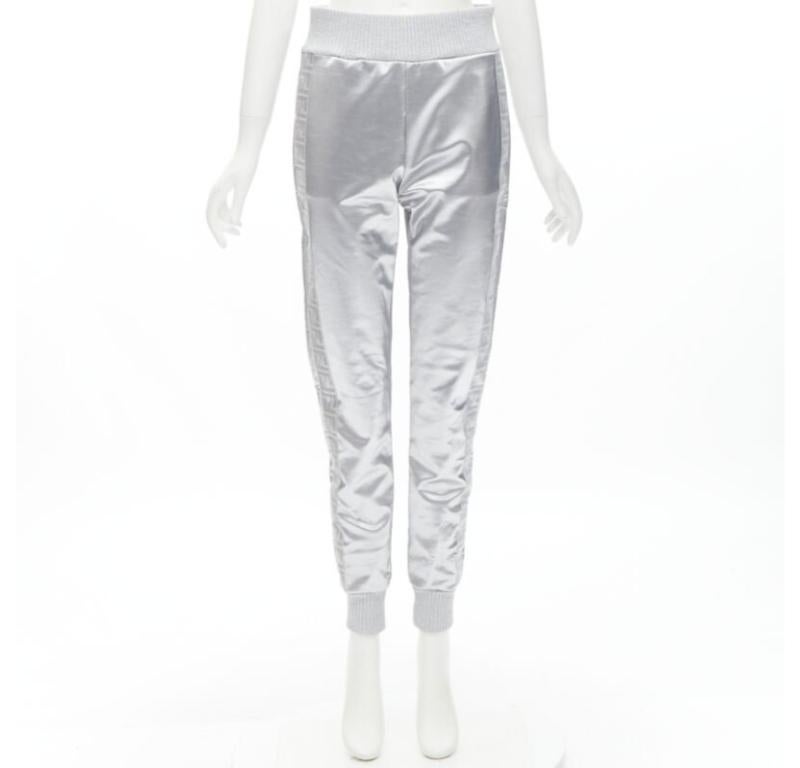 FENDI NICKI MINAJ Prints On rare metallic silver FF Zucca track pants IT44 L 4