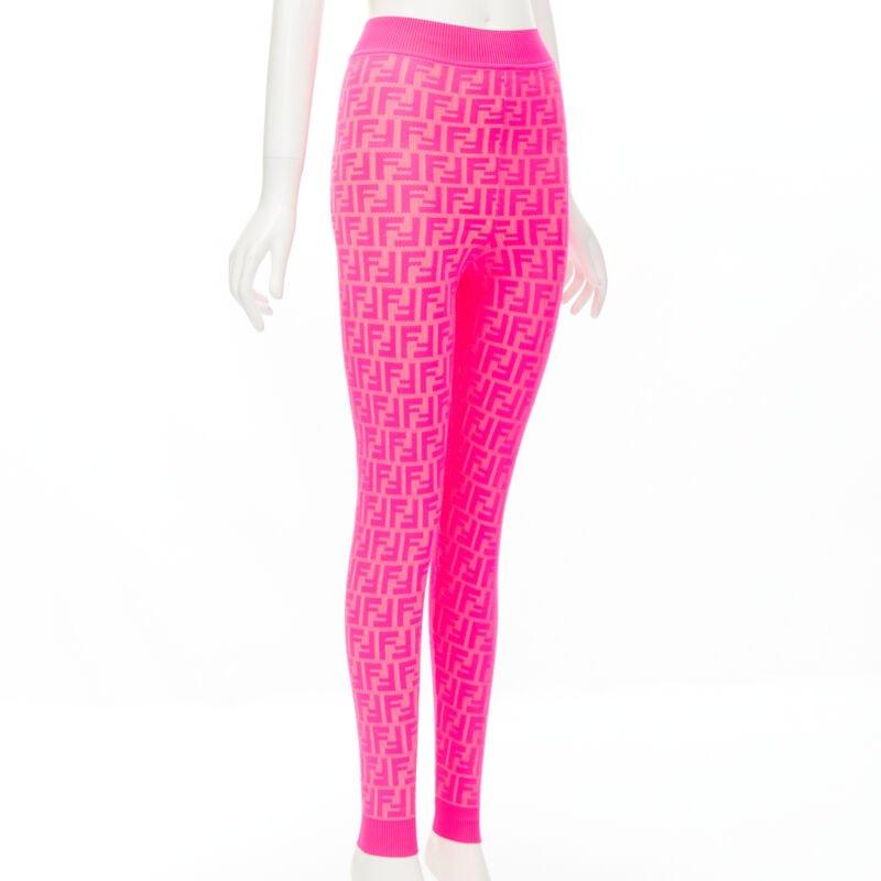 Pink FENDI Nicki Minaj Prints On Runway neon pink FF Zucca legging IT38 XS