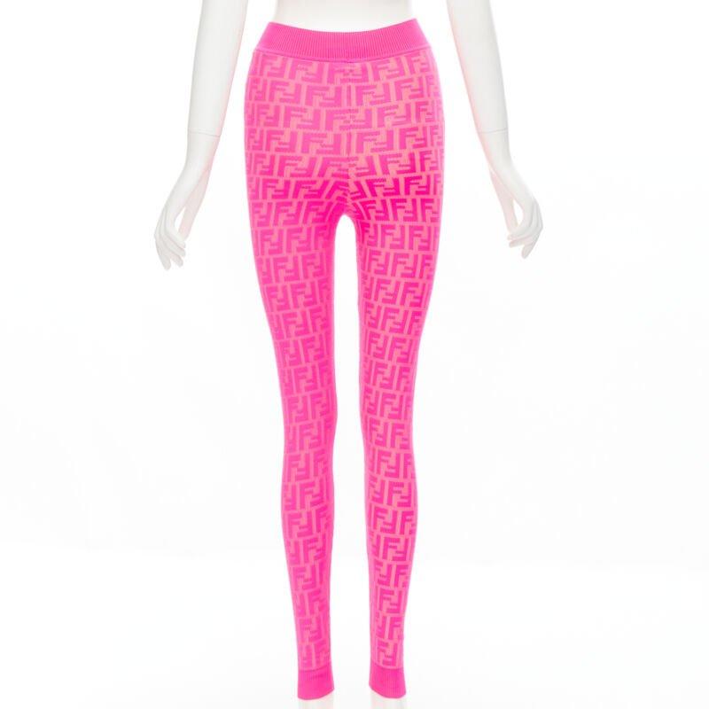 Women's FENDI Nicki Minaj Prints On Runway neon pink FF Zucca legging IT38 XS