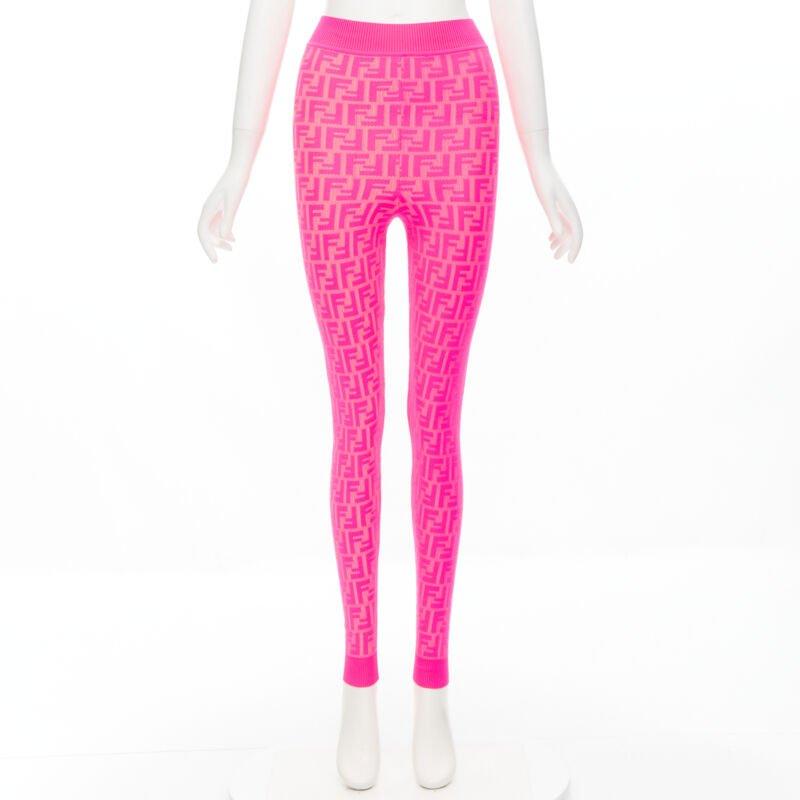 FENDI Nicki Minaj Prints On Runway neon pink FF Zucca legging IT38 XS 4