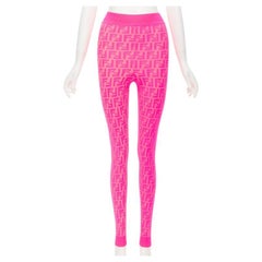 FENDI Nicki Minaj Prints On Runway neon pink FF Zucca legging IT38 XS