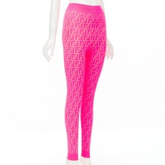 FENDI NICKI MINAJ PRINTS ON Runway neon pink FF Zucca leggings IT40 S