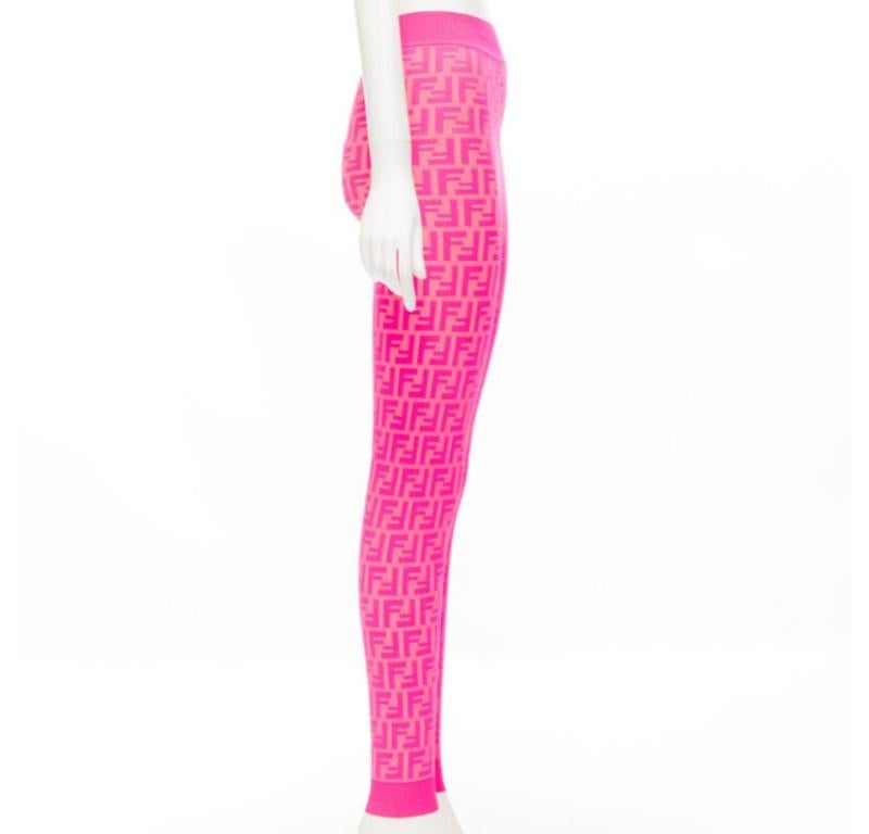 FENDI NICKI MINAJ PRINTS ON Runway neon pink FF Zucca leggings IT40 S 1