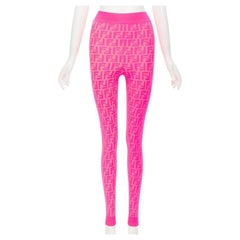 FENDI NICKI MINAJ PRINTS ON Runway neon pink FF Zucca leggings IT40 S
