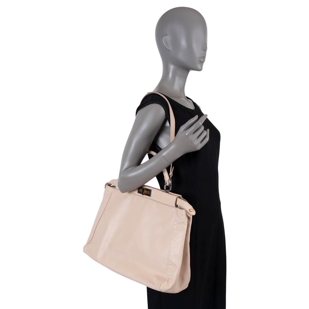 FENDI nude leather LARGE PEEKABOO Shoulder Bag For Sale 5