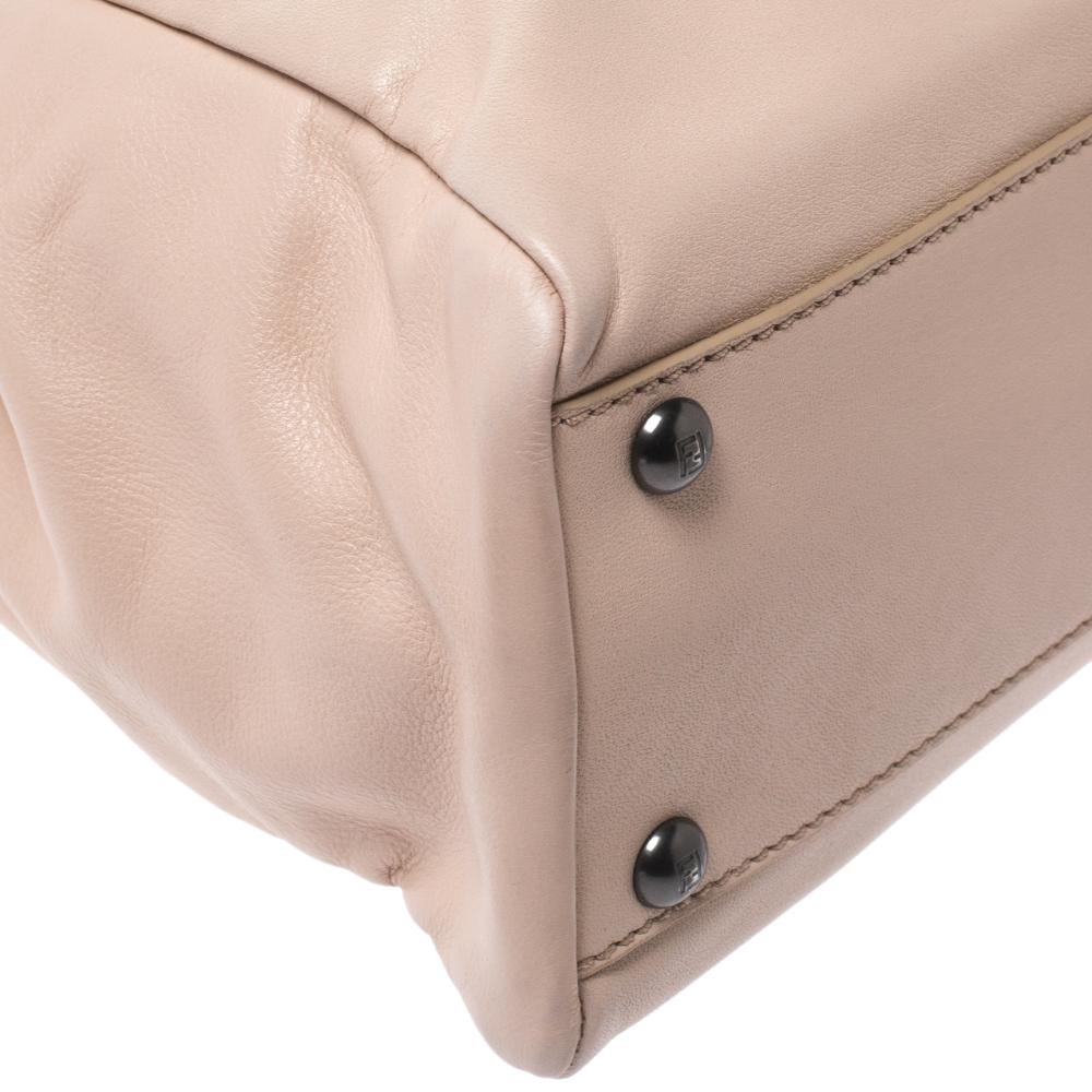 Women's Fendi Nude Leather Medium Peekaboo Top Handle Bag