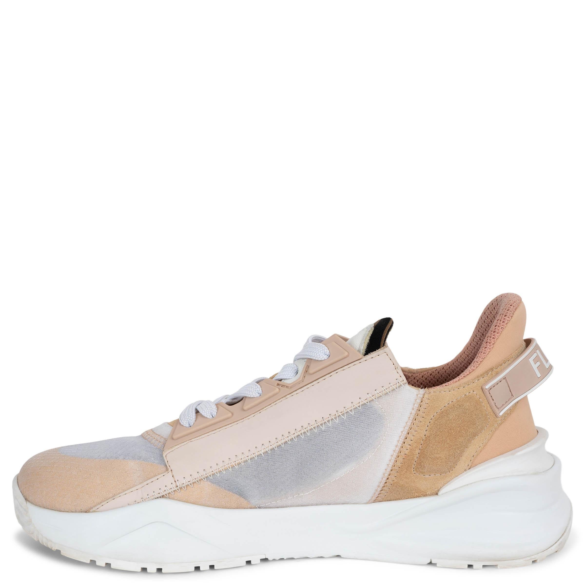 Beige FENDI nude nylon 2020 FLOW Low Top Sneakers Shoes 38 For Sale