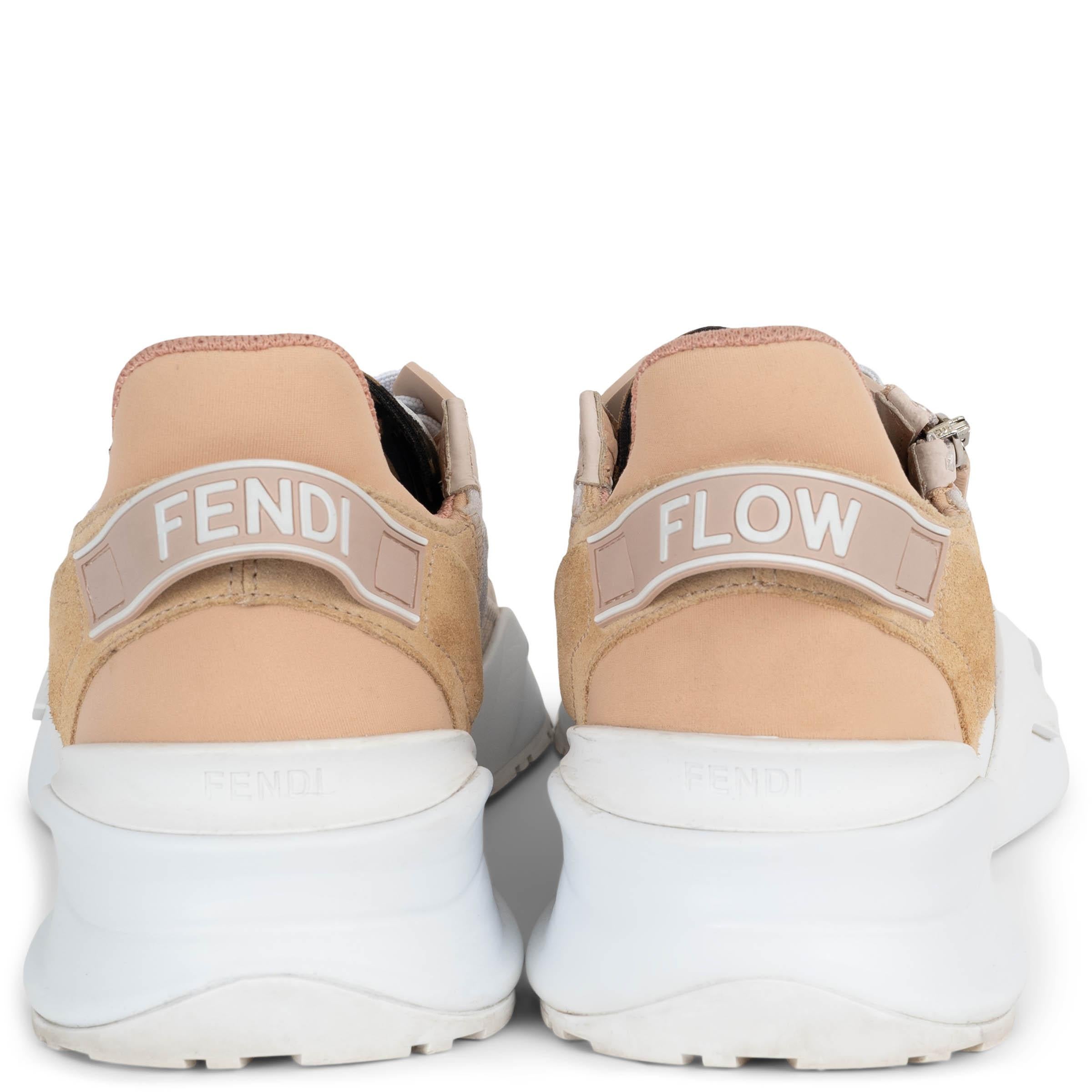 FENDI nude nylon 2020 FLOW Low Top Sneakers Shoes 38 In Good Condition For Sale In Zürich, CH