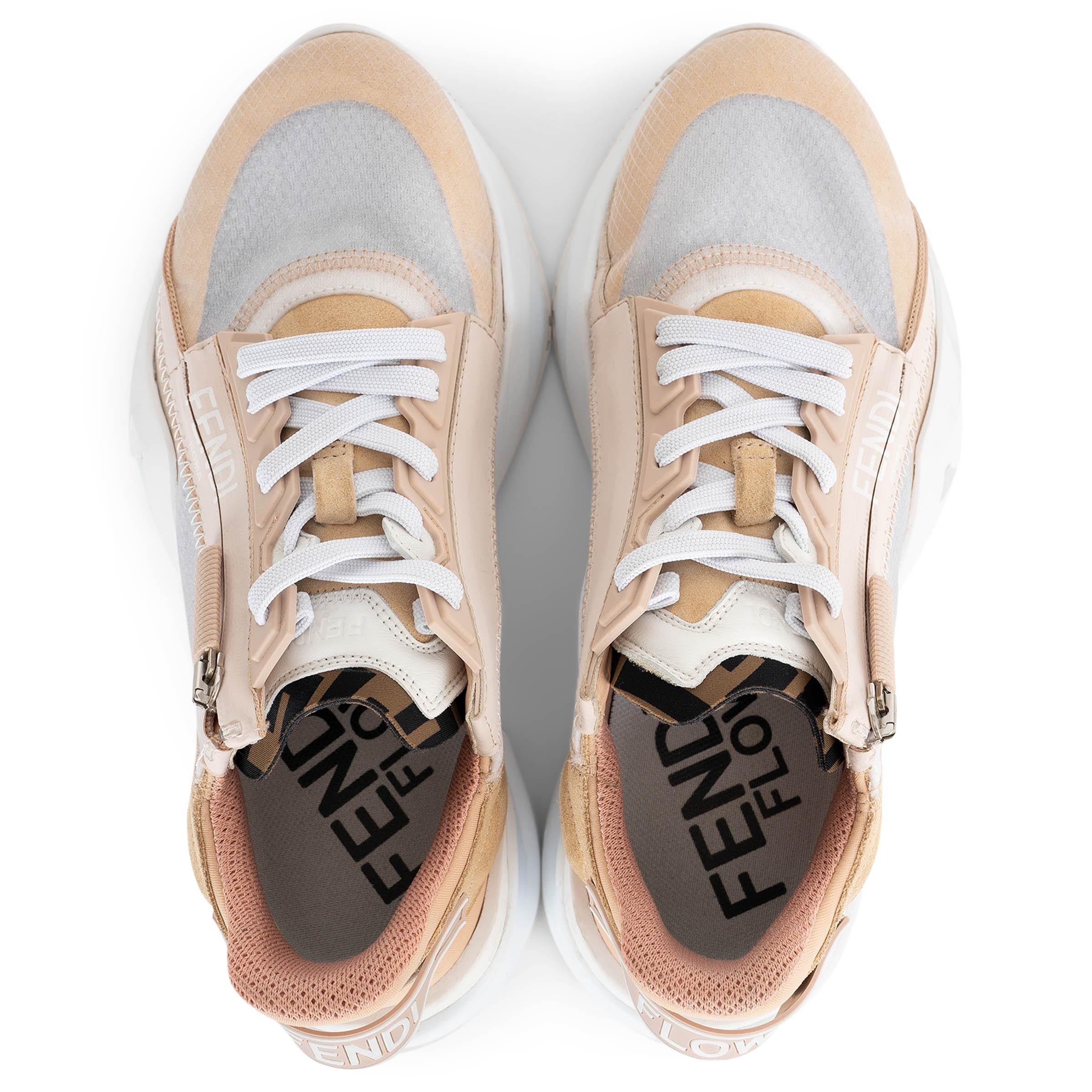Women's FENDI nude nylon 2020 FLOW Low Top Sneakers Shoes 38 For Sale