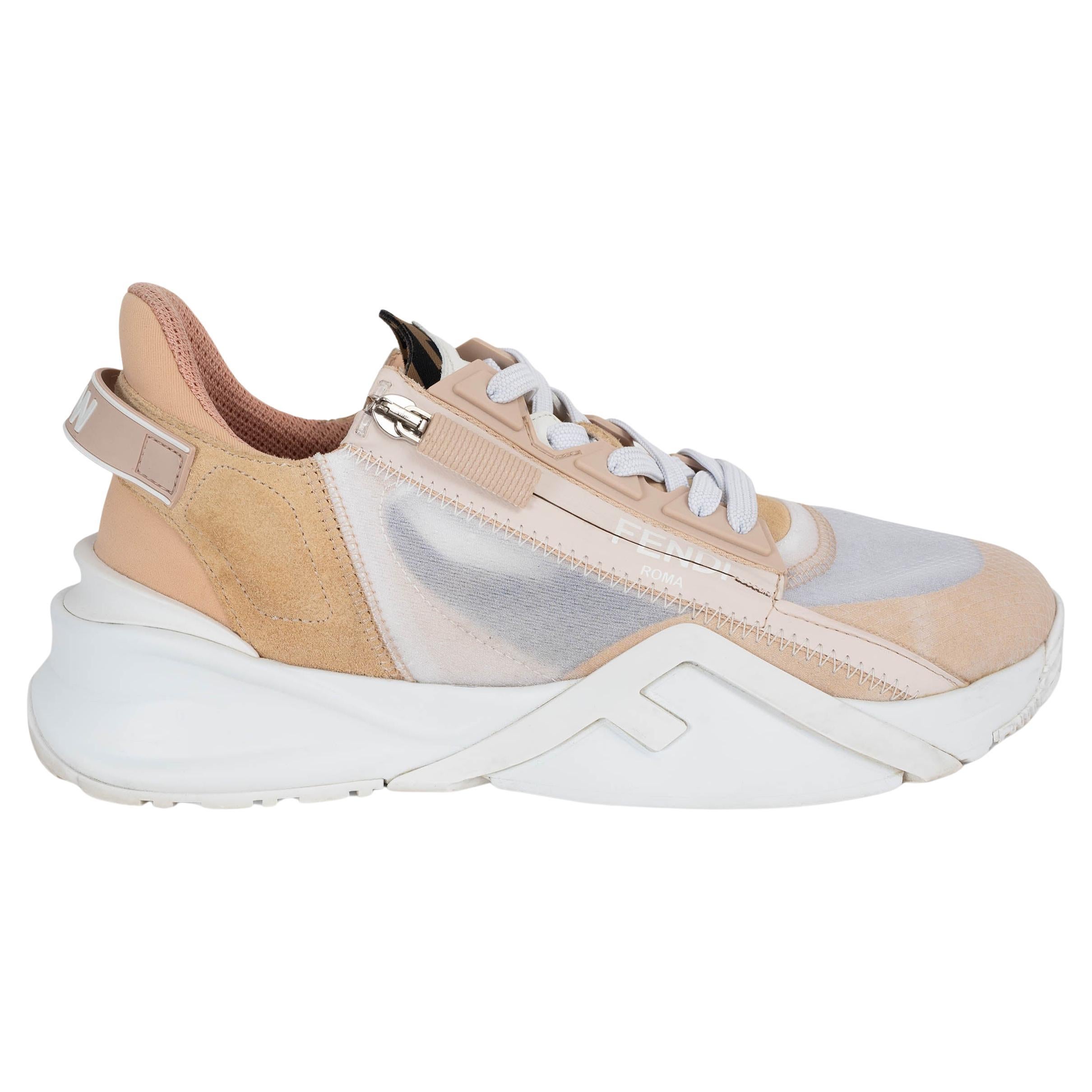 FENDI nude nylon 2020 FLOW Low Top Sneakers Shoes 38 For Sale