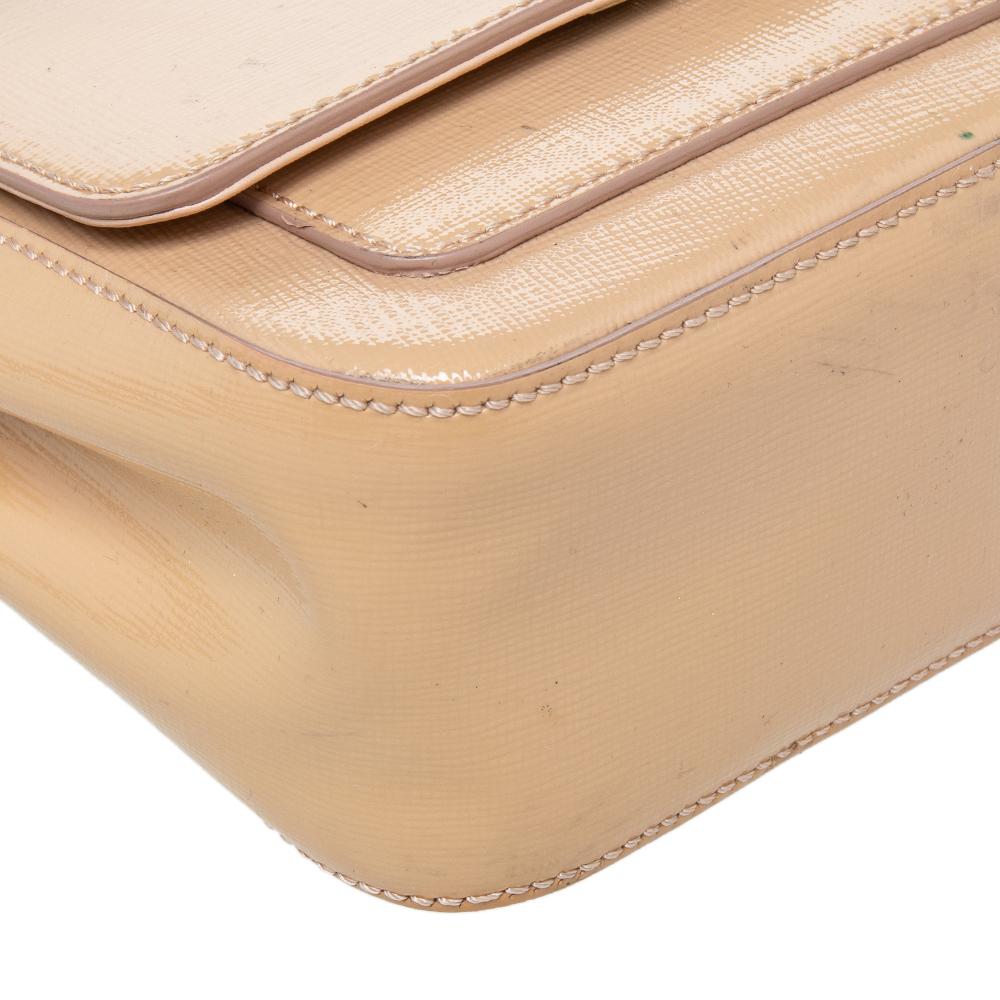 Women's Fendi Nude Patent Leather Mini Borsa Crossbody Bag