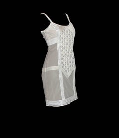 Fendi Nude & White Embellished Sequin Mesh Cocktail Dress