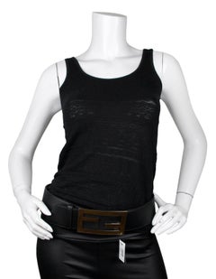 Fendi NWT Black Leather Wide Logo Belt sz 85/34" rt. $980