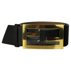 Fendi NWT Black Leather Wide Logo Belt sz 85/34" rt. $980