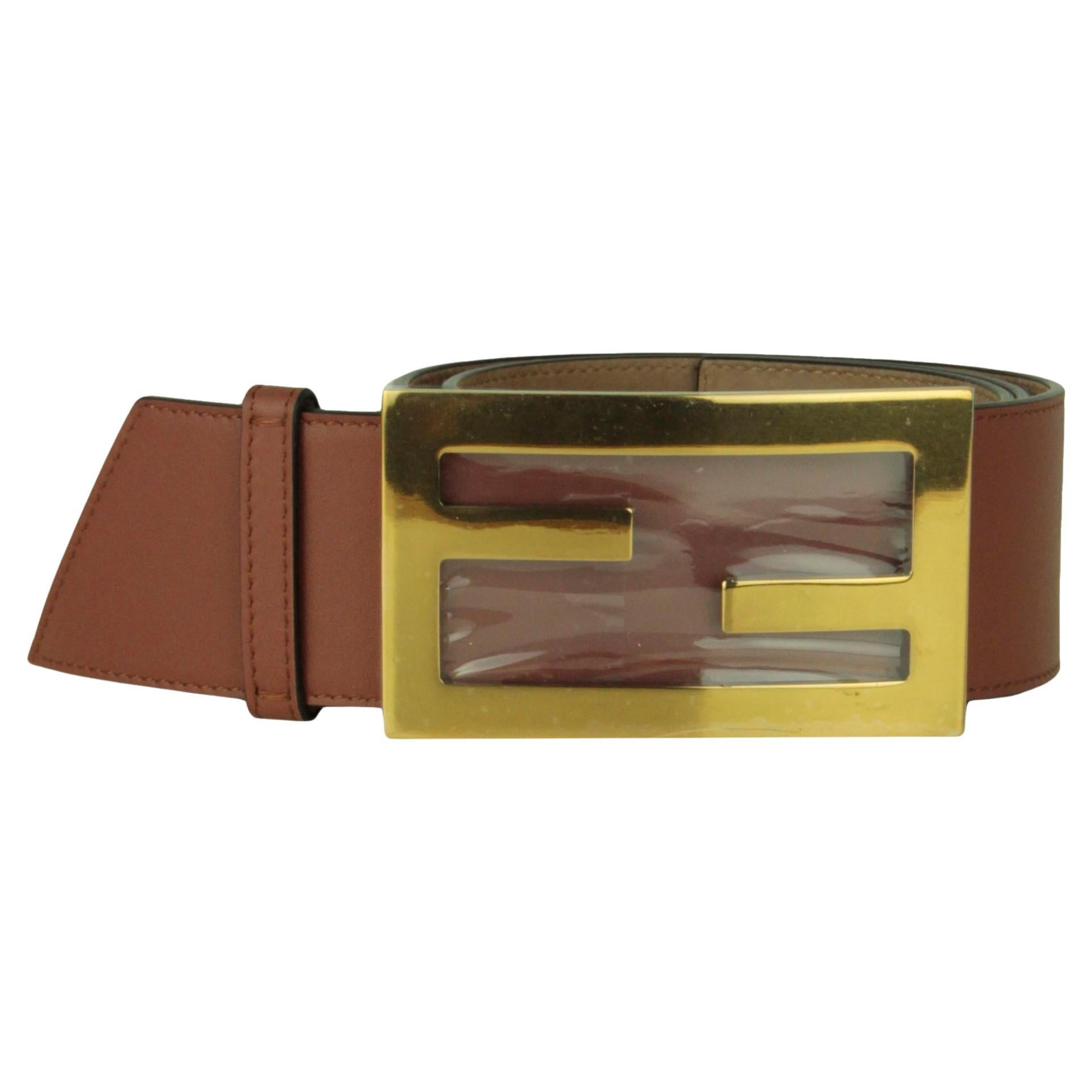 Fendi NWT Brown Leather Wide Logo Belt sz 85/34 rt. $980 For Sale at  1stDibs