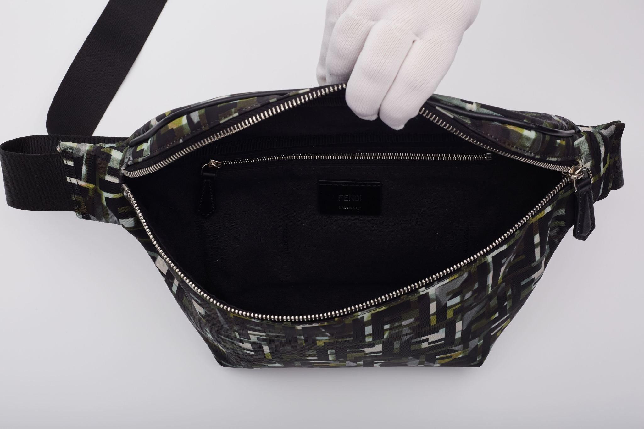 Fendi Nylon Camouff Black Green Belt Bag For Sale 6