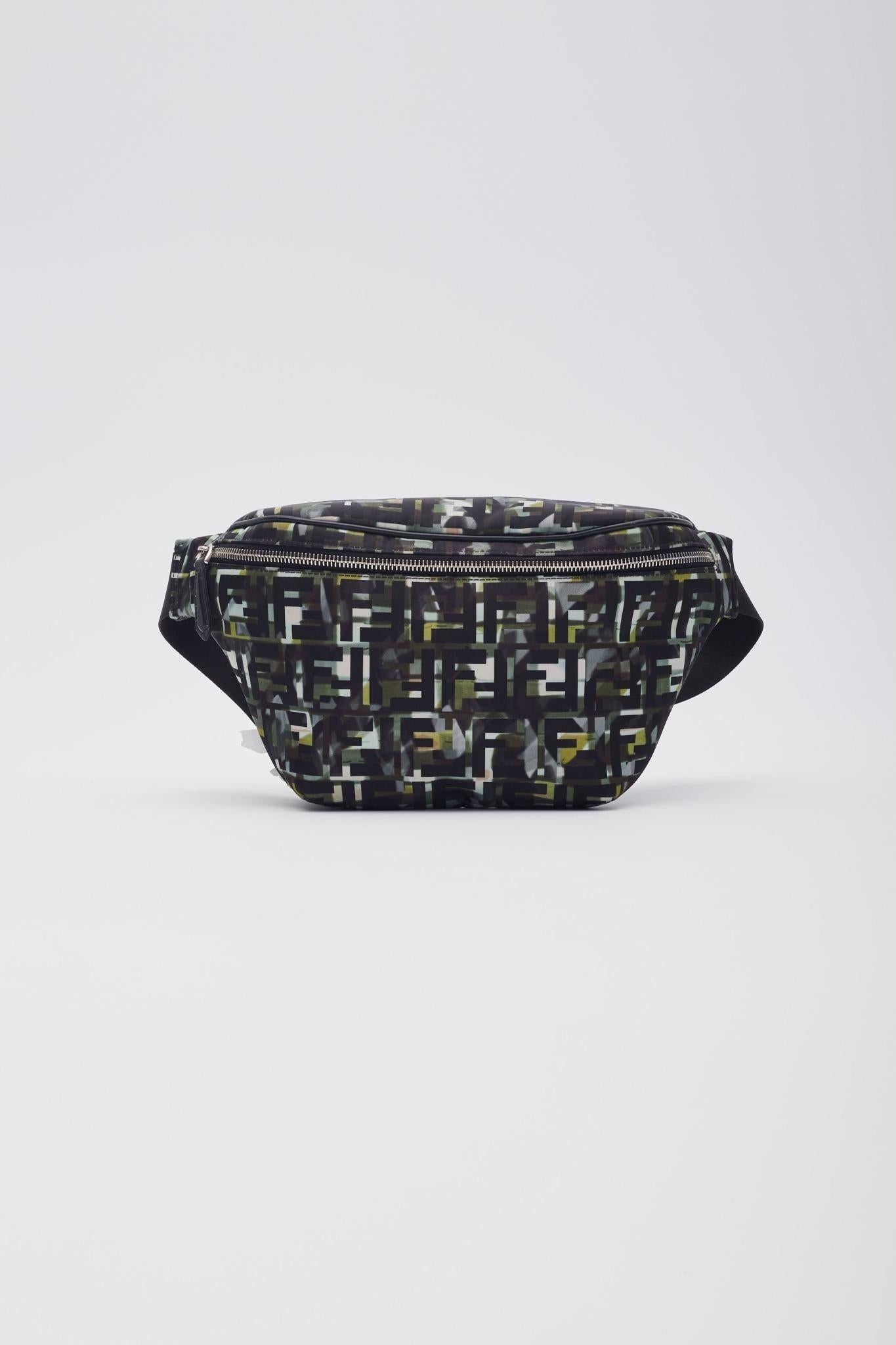 Women's or Men's Fendi Nylon Camouff Black Green Belt Bag For Sale