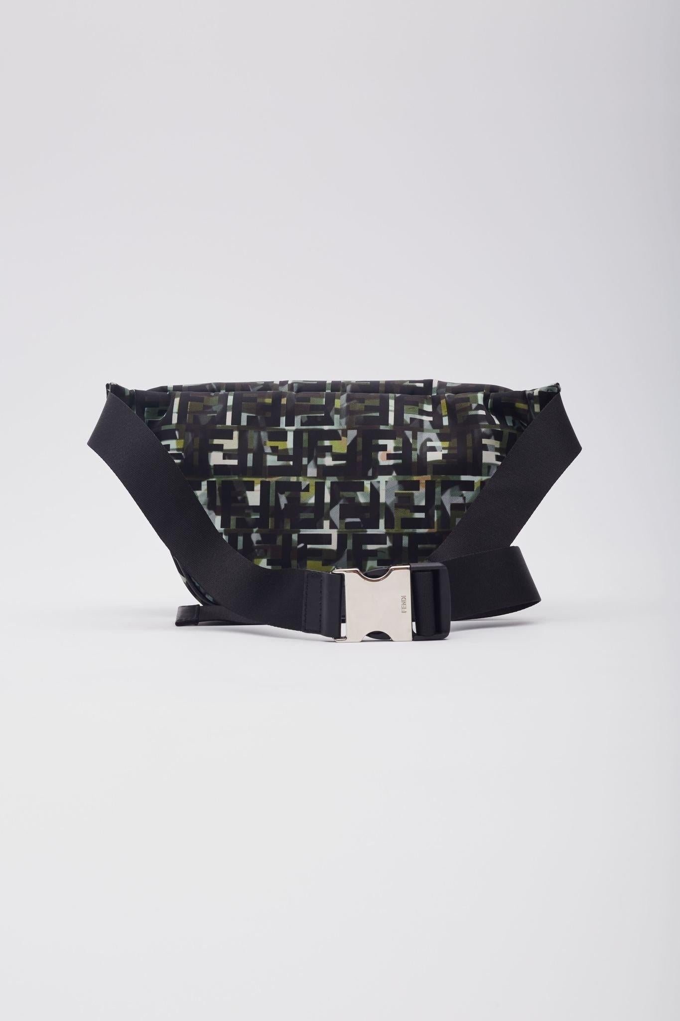 Fendi Nylon Camouff Black Green Belt Bag For Sale 1