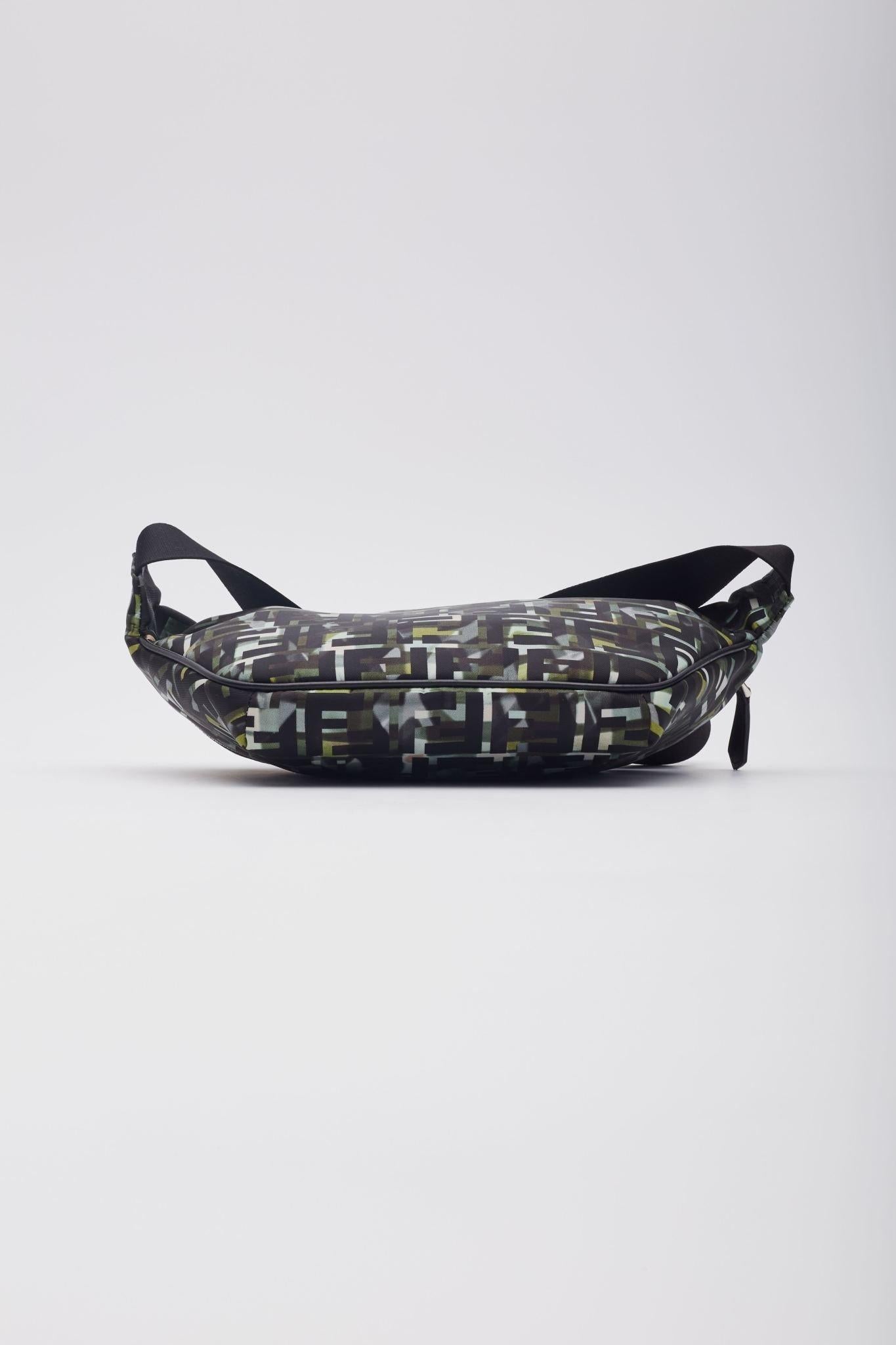 Fendi Nylon Camouff Black Green Belt Bag For Sale 2